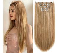 StrRid Clip in Hair Extensions Blonde Straight 22 Inch Long Synthetic Fluffy and Tangle Free Clips for Women 5 Pieces Curly Wavy 18 Inch Girls Brown Red