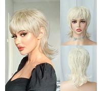 StrRid Platinum Layered 80s Short Blonde Wig 613 Pixie Cut with Wavy Fringe