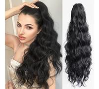 Strrid Ponytail Extensions Black Ponytail Clip 22 Inch Wavy Synthetic Hair Wavy Synthetic Hair Wig Curly Wig for Daily Use