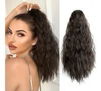 Strrid Ponytail Hair Extensions for Black Women Ponytail Extensions 18 Inch Wavy Curly Synthetic Hair Ponytail Wig Hair Extension