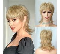 StrRid Short Layered Blonde Wig 80s Style Pixie Cut with Bangs Natural Wavy Synthetic Wig