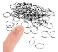 strrng 100 Pcs Silver Split Rings,6mm Stainless Steel Double Loops Open Split Rings,Metal Small Keyring Loop,Jump Ring for Jewelry Making, for Jewellery, Earrings, Necklaces, Bracelets and Crafts.