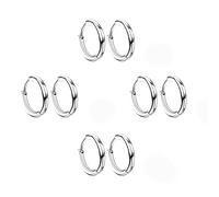 Strrng 4 Pairs Small Silver Hoop Earrings, Titanium Hoop Earrings for Women, Hypoallergenic Silver Hoops, Beware Easier Insert from the Back, for Women & Men(8mm, 10mm, 12mm, 14mm)