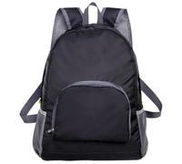 strrng Black Foldable Backpack, Durable Nylon Hiking rucksack with Laptop Compartment, Lightweight Waterproof Backpack for Travel, Versatile Backpacks Mens Womens for Outdoor Camping College Work