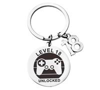 strrng Personalized 18th Birthday Gift for Son and Men,Stainless Steel Keepsake Keyring for Brother Nephew Grandson and Best Friends,Unique Gamer Present for Boys and Teens