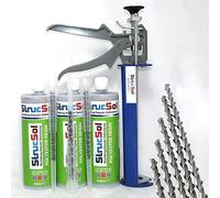 Strucsol [Heavy Duty Crack Stitch Repair Kit (Small) x5 6mm x 1000mmm helical bar, x3 Polyester Resin, x1 Resin Gun