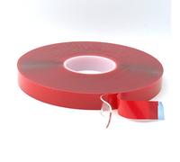 Structural Acrylic Gel Tape - High Strength Double Sided Adhesive with Red Liner for Glass, Metal, Plastics & Automotive Use (25mm x 2mm x 16.5m)