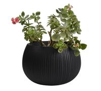 Structural Decorative Planter Pots, 6 Pieces, 2 Colours, 6 Sizes from 110mm, Ceramic, Weather-Resistant, Indoor/Outdoor (Black concrete effect, XS - H110mm x W144mm)