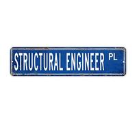Structural Engineer Street Sign Profession Way Wall Signs Personalized Aluminum Sign Poster Iron Sign Vintage Home Ourdoor Sign Decoration for Men Cave Office Craft Room Living Room 6x24in