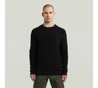Structure Ribbed Knit Pullover - Black - Men S