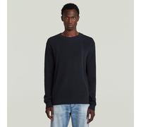 Structure Ribbed Knit Pullover - Dark blue - Men M