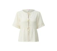 Structured Blouse with Tied Detail and Puff Sleeves Women QS Blanc XL