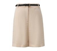 Structured Mixed Linen Short with Woven Faux Leather Belt for Women COMMA Beige 48