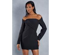 Structured Off Shoulder Mini Dress MissPap Black 8