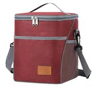 Structured Oxford Lunch Tote With Thermal Barrier For Extended Cold Or Warm Retention Without External (Wine Red)