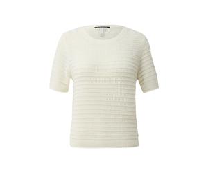 Structured Pattern Short Sleeve Knit Jumper Women QS Regular Fit Blanc S