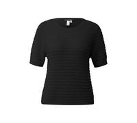 Structured Pattern Short Sleeve Knit Jumper Women QS Regular Fit Noir L
