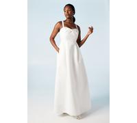 Structured Satin Bow Bodice Full Skirted Wedding Dress Coast Ivory 10