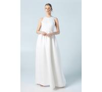 Structured Satin Halter Top Full Skirted Wedding Dress Coast Ivory 10