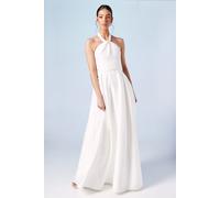 Structured Satin Halterneck Bow Back Wedding Dress Coast Ivory 14