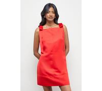 Structured Satin Tie Shoulder Mini Dress Oasis Red 12