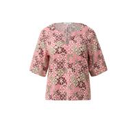 Structured Viscose Blend Blouse with Gathered and Smocked Round Neck Loose Fit Grenadine Women s.Oliver Rouge 48