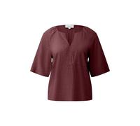 Structured Viscose Blend Blouse with Gathered and Smocked Round Neck Loose Fit Grenadine Women s.Oliver Rouge 42