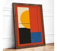 Structures Geometric Framed Wall Art Print A4 Walnut