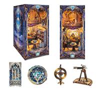 STRUCWOOD 3D Puzzles Wooden Book Nook Kit, DIY Miniature Book Nook Kit Creative Decorative with LED Lights Bookend Bookshelf Insert for Adults Teens-Star Map Secrets(SQ -35)