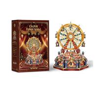 STRUCWOOD 3D Wooden Puzzle Ferris Wheel,DIY Dollhouse Kit Circus Building Model,Christmas Style Craft Sets with Light Music,Gifts for Adults Teens -Century Ferris Wheel(SQ-69)