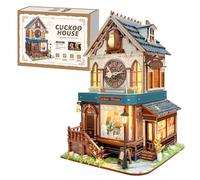 STRUCWOOD 3D Wooden Puzzles for Adults DIY Mini House model kits to Build, Room Home Decor 3-d puzzle wooden clock Craft Kits miniature house kit Gifts for Family, Friends - Cuckoo House (SQ-61)