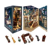STRUCWOOD Book Nook Kit - Ha rry Po tter DIY Miniature Bookshelf Decor with LED Lights, 3D Puzzle Wooden Bookends for Adults Gift Model Kits Room Decoration- Magic Pharmacist ll (SQ-04)