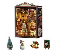 STRUCWOOD Christmas Book Nook Kit DIY Miniature House Kit with Music Box