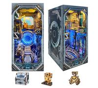 STRUCWOOD DIY Book Nook Kit,Cyberpunk DIY Dollhouse Model,3D Wooden Puzzles with LED,Bookend Bookshelf Insert Decor,Cool Birthday Easter Ideas for Adults Teens Family（Planetary Era）