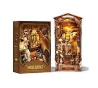 STRUCWOOD DIY Magic Book Nook Kit,3D Wooden Puzzle DIY Miniature Dollhouse Tiny House Kit,Bookshelf Insert Decor with LED Light for Adults Teens -Magic World(SQ-14)