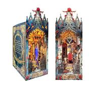 STRUCWOOD Magic Book Nook Kit 3D Wooden Puzzle for Adults Decorative Bookend Stand Book Nook Bookshelf Insert Bookcase Toy for Teenagers Gift Model Kits (Moon Light Castle)