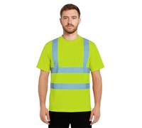 STRUD FIT Hi Vis T Shirt High Visibility Security Workwear Breathable Polyester Crew Neck Safety Tee with Reflective Tape for Outdoor & Construction Use (UK, Alpha, 3XL, Regular, Regular, Parrrot)
