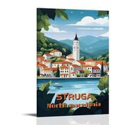 Struga North Macedonia Vintage Travel Art Poster Art Canvas Decor Wall Print Photo Home Modern Decoratives 24x36inch(60x90cm)