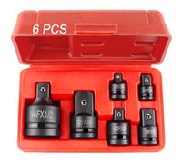 StrugDeas 6 Piece Impact Socket Adapter and Reducer Set, 1/4", 3/8", 1/2" Chrome Vanadium Steel Ratchet/Socket Extension/Conversion Kit for Automotive Maintenance and Construction