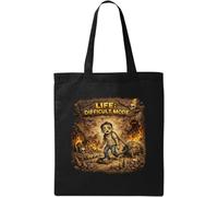 Struggling Through Life's Harsh Challenges Natural Cotton Tote Bag Black