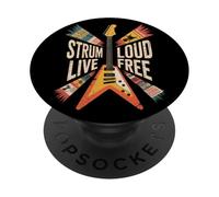Strum Loud Live Free Punk Rock Music PopSockets Adhesive PopGrip