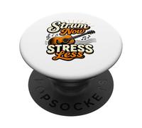 Strum Now Stress Less Guitar Music Relax Vibe Retro PopSockets Adhesive PopGrip