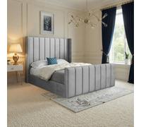 Strumpshaw Winged Upholstered Grey Soft Velvet Designer Bed Frame