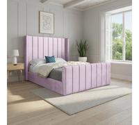Strumpshaw Winged Upholstered Pink Soft Velvet Designer Bed Frame