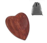 Strungout Heart Shaped Wooden Guitar Plectrum Novelty Gift Pick Pendant with Leather Keyring in Presentation Gift Box (Gift Bag, Plain)