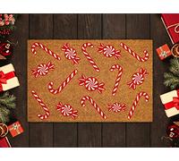 Strunt Christmas Peppermints Doormat, Red, 40x60cm, Water Resistant, Non Slip, Machine Made, Festive, Hand Wash Only