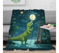 Strunt Crocodile Moon 3D Cartoon Printed Throw Blanket for Kids Child Adults Soft Warm Flannel Blanket for Bed And Couch 60x80inch(150x200cm)