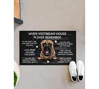 Strunt Door Mat Indoor Sad Bullmastiff Dog Remember When Visiting My House Doormat,Novelty Flannel Floor Mat With Non-Slip Doormat,Housewarming Decor Gift For Dog Lovers Welcome Doormat 40x60cm