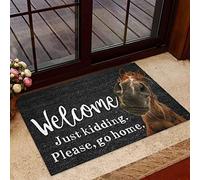 Strunt Door Mats Outdoor Welcome Just Kidding Funny Brown Horse Nose Pattern Doormat,Novelty Flannel Floor Mat With Non-Slip Doormat,Housewarming Decor Gift For Horse Lovers Welcome Doormat 50x80cm