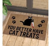 Strunt Door Mats Outdoor You Better Have Cat Treats Doormat,Novelty Flannel Floor Mat With Non-Slip Doormat,Housewarming Decor Gift For Cat Lovers Home Decorative Welcome Doormat 50x80cm